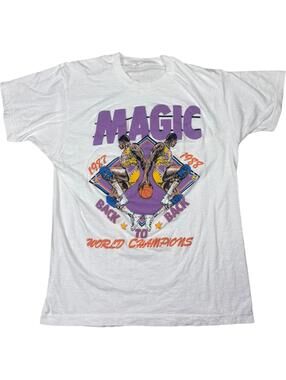 1988 Magic Johnson Back To Back World Champions Lakers Tee